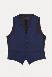 Gilet monopetto blu avio con bottoni coperti