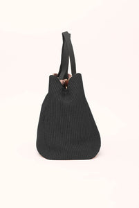 Vienna mini bag in leather and woven raffia Black